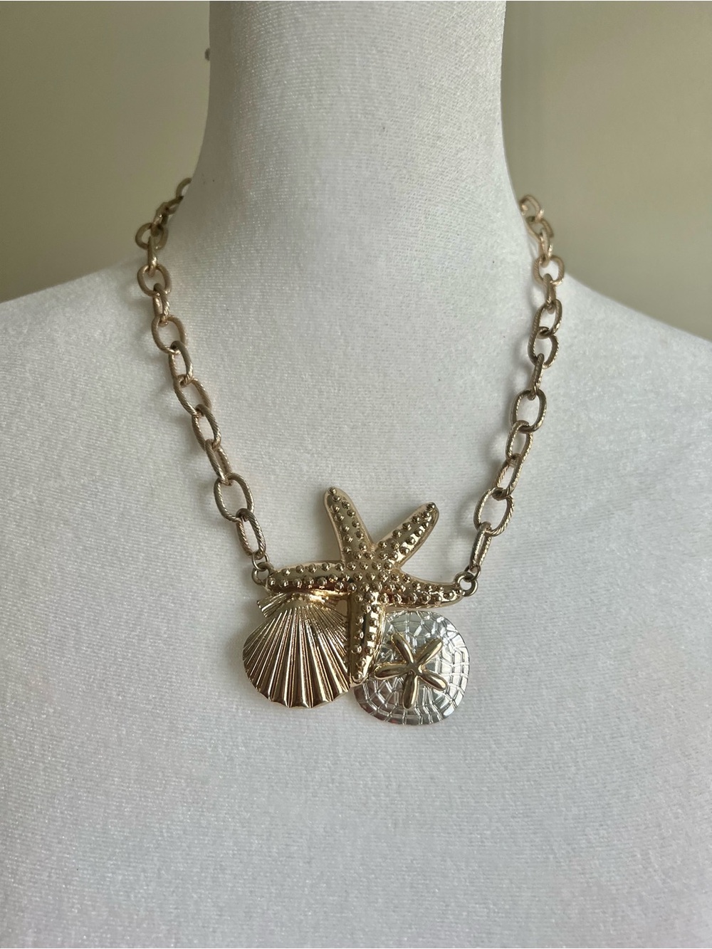 Ocean Coastal Beach Gold Silver Tone Necklace Costume Jewelry